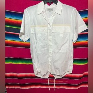 Lee Mathews Poplin Cuffed Pocket Shirt White Size 1